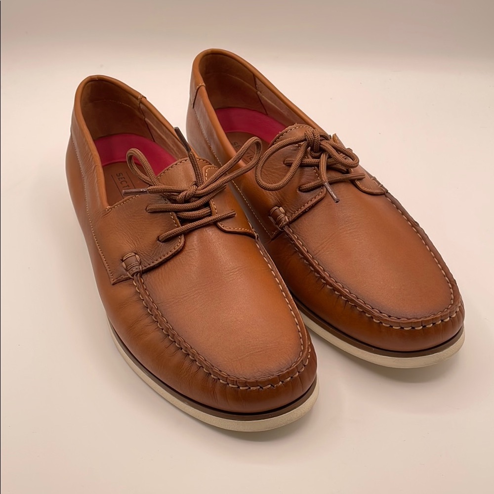 Section X Brown Leather Boat Shoes Classic Moccasin Tie Style Size 13